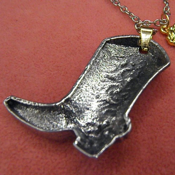 "Country Rose" Western Boot Pendant Necklace - Picture 9 of 9